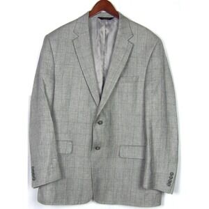 Jos.‎ A. Bank Tailored Fit Gray Check 2 Button Wool/Linen/Silk Blazer Men's 44R